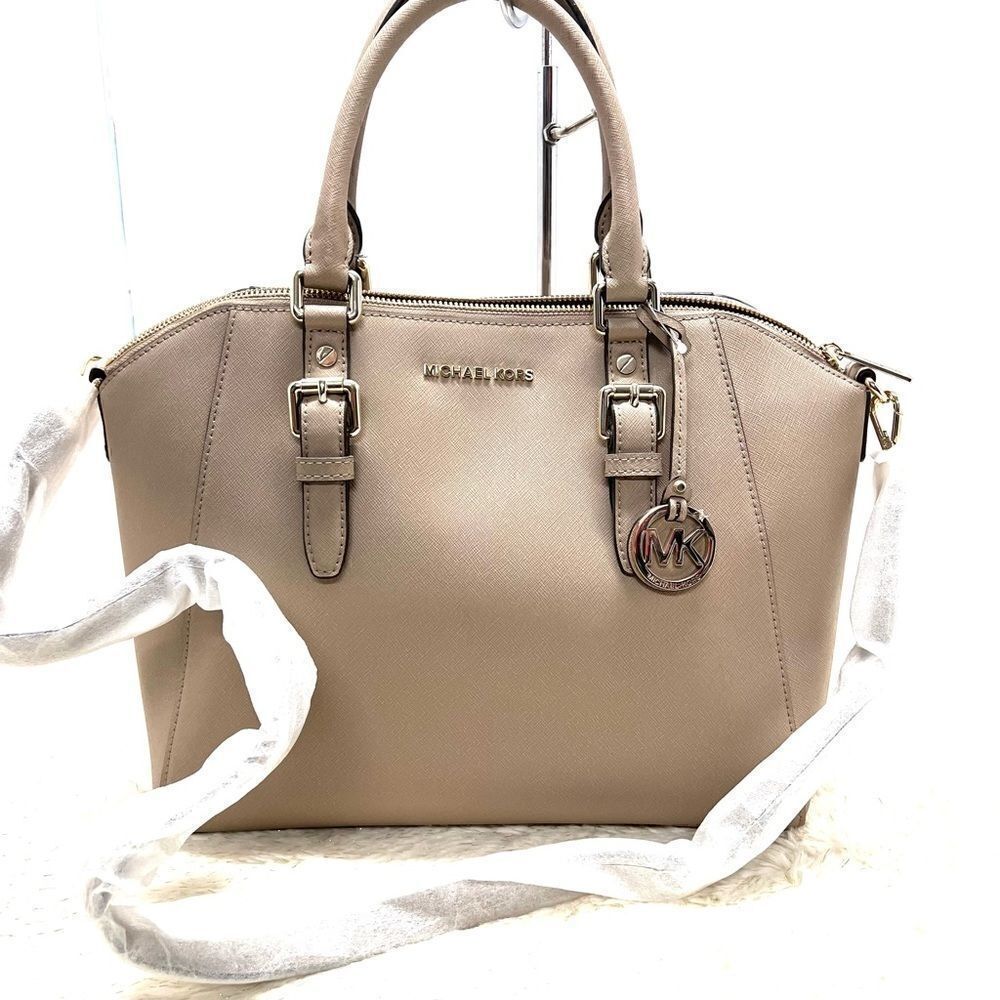 🔥🎁NWT! Michael Kors CIARA Satchel Handbag Large Truffle Msrp:$428.00 - Picture 2 of 7